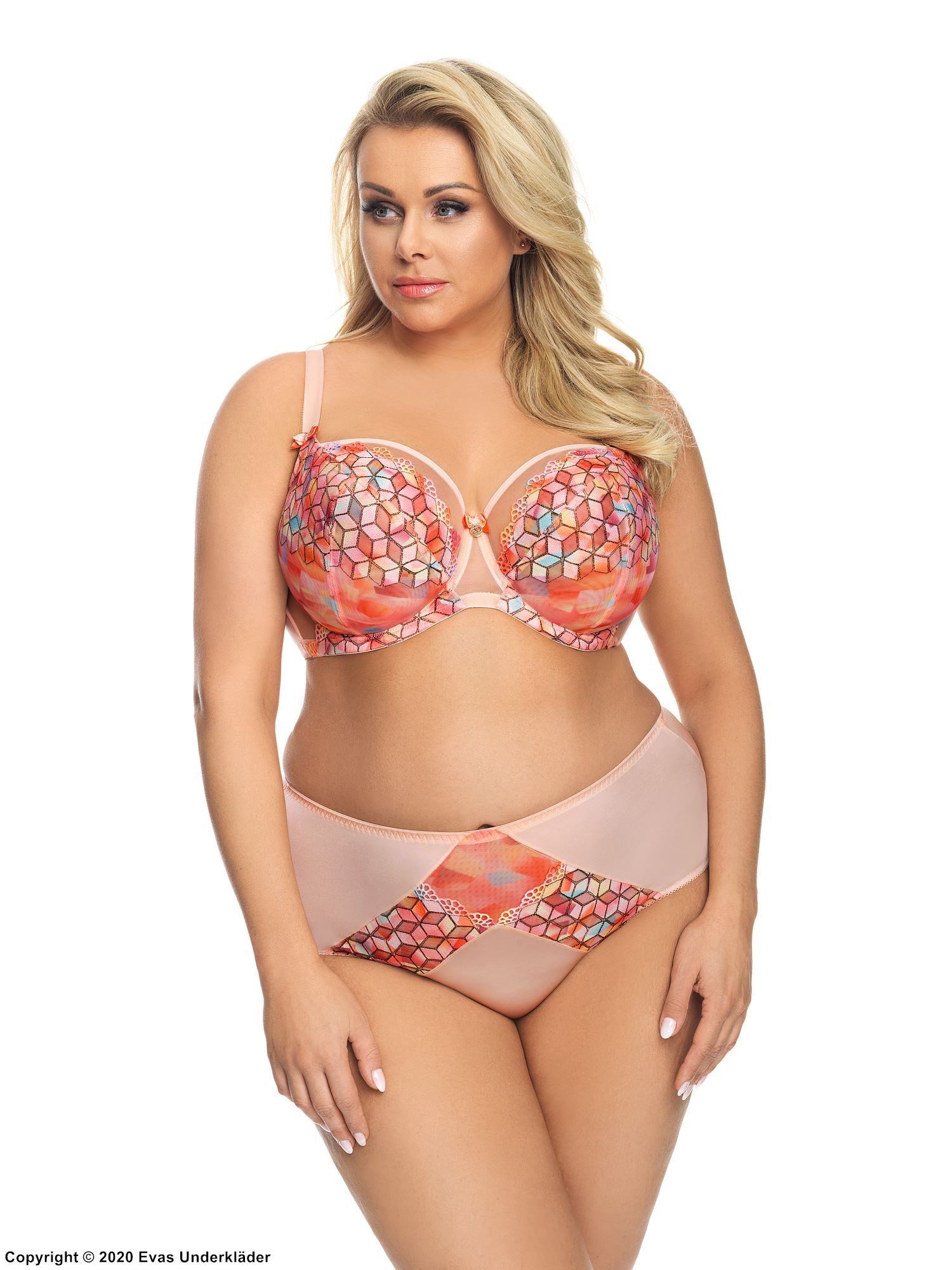 Höschen mit hoher Taille, Geometrisches Muster, Plus Size